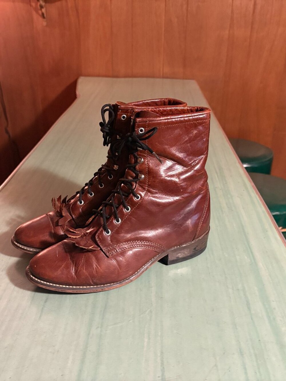 Vintage Womens Laredo Kiltie Roper Western Brown Boots Size 8 M USA Made